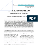 Effects of Manufactured Sand On Compressive Strength and Workability of Concrete
