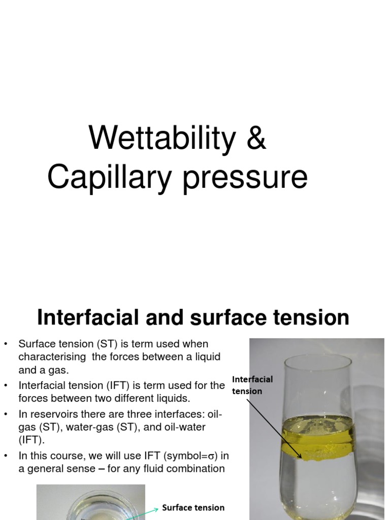 Wettability and Capillary Pressure Petroleum Reservoir Wetting