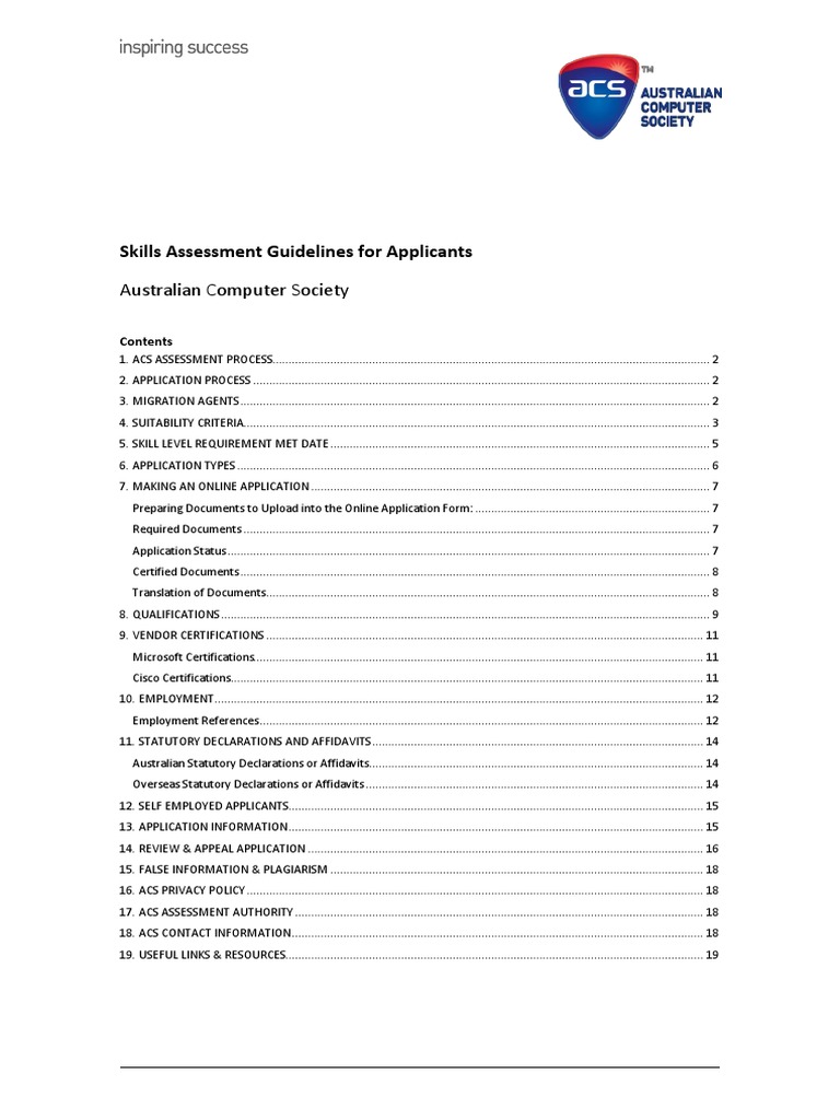 ACS Skills Assessment Guidelines 2024 | PDF | Diploma | Academic Degree