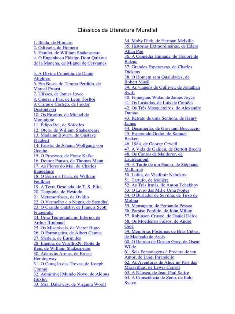 Clássicos da Literatura Mundial | PDF | Fyodor Dostoyevsky | Escritores