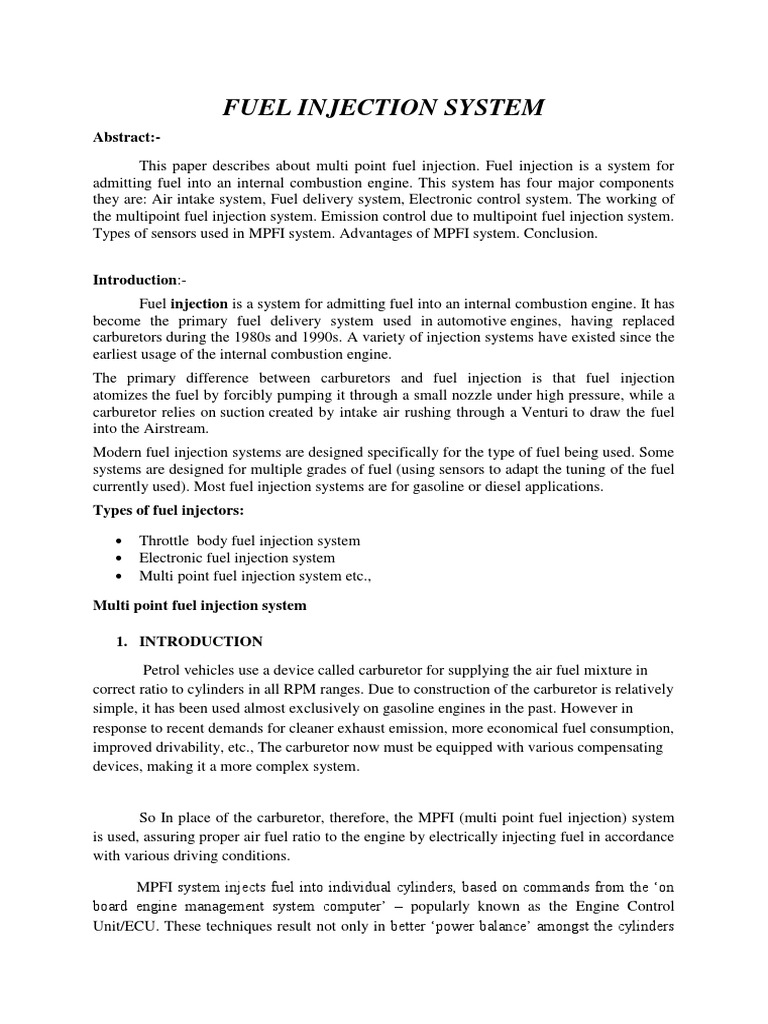 Fuel Injection System | PDF | Fuel Injection | Throttle