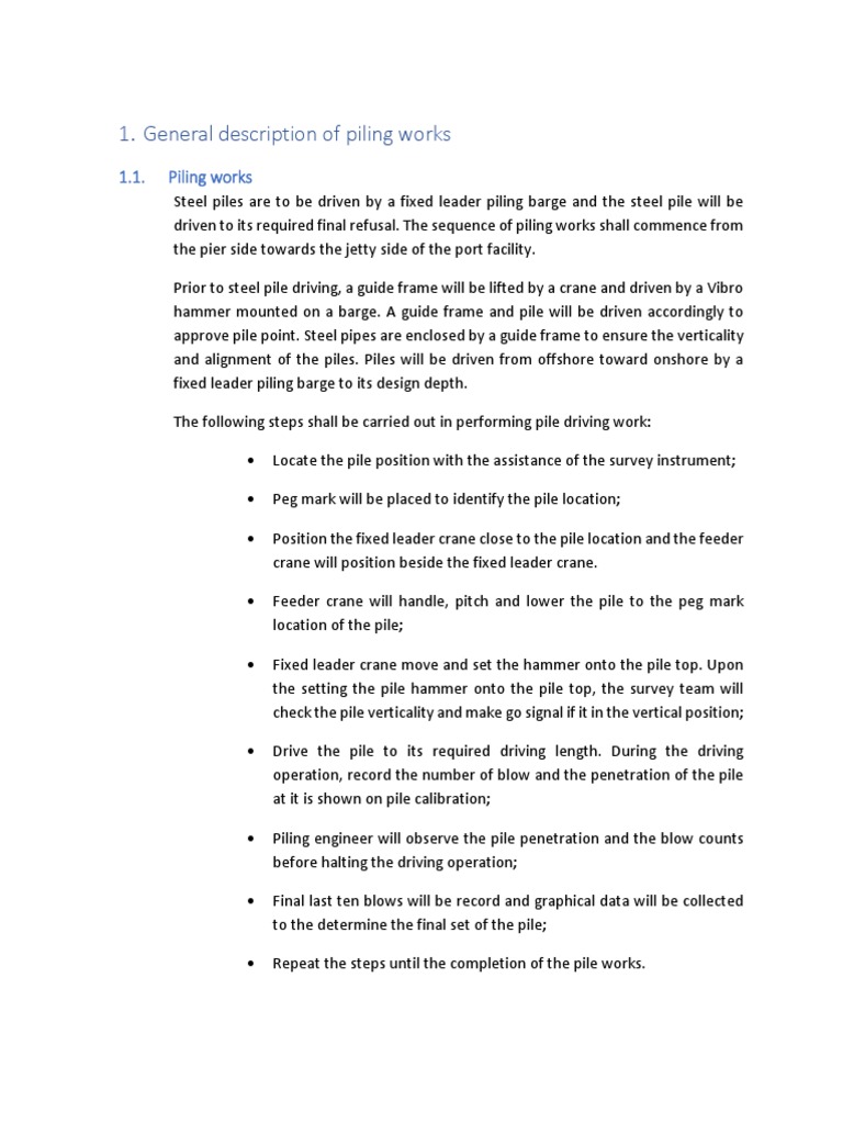 General Description Of Piling Works Deep Foundation Crane