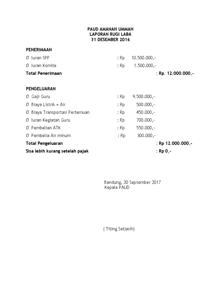 30+ Contoh laporan pajak tahunan paud info