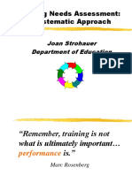 Training Needs Assessment: A Systematic Approach: Joan Strohauer Department of Education