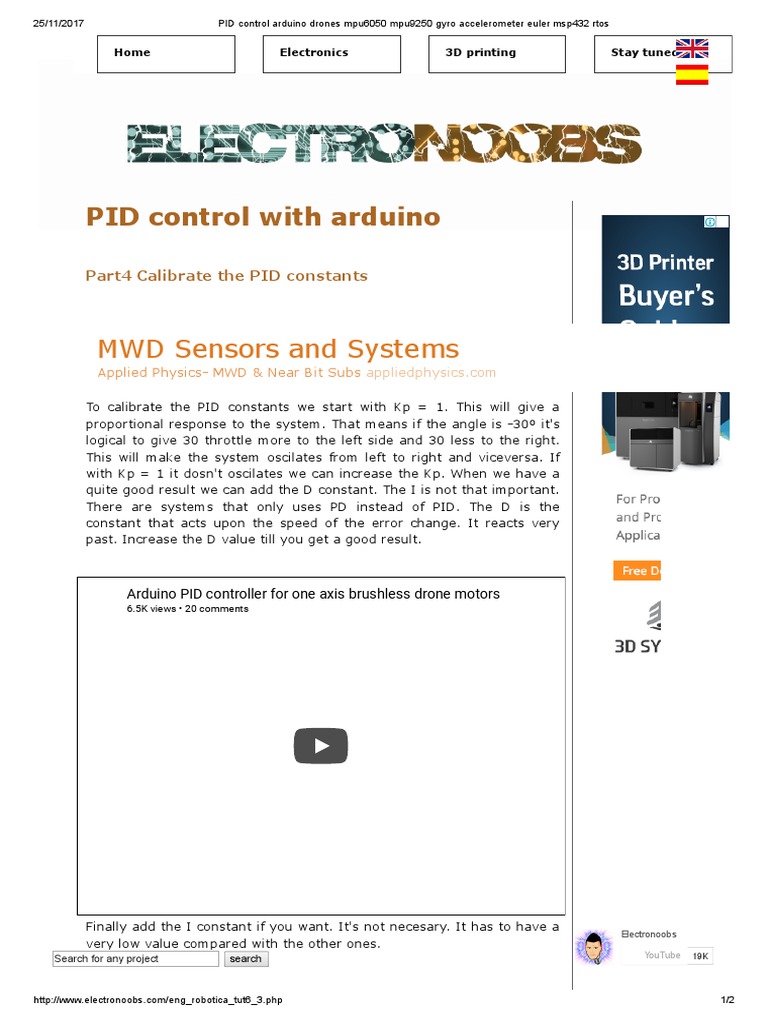 PID Control Arduino Drones Mpu6050 | PDF | Physics | Mechanics