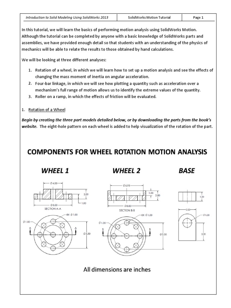 Introduction to solid modeling using solidworks 2013 solidworks motion