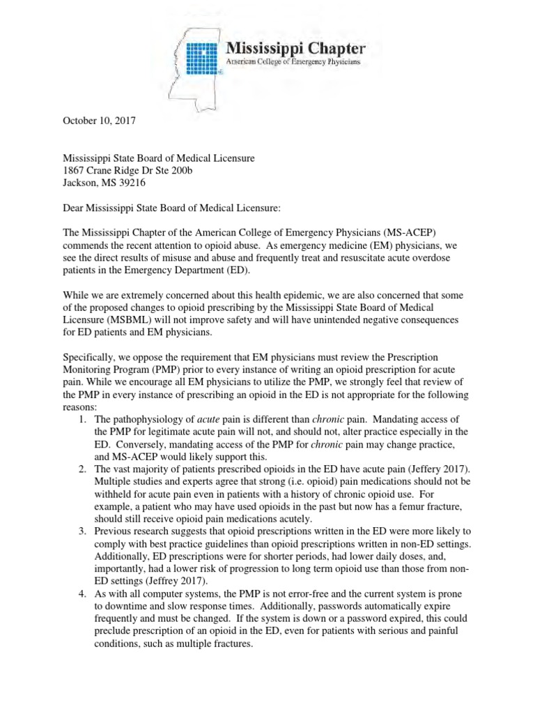 ER Doctors Letter | Opioid | Electronic Health Record