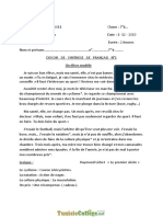 Devoir de Synthèse N°1 - Français Un Élève Modèle - 7ème (2010-2011) MR Jameleddine Mohamed PDF