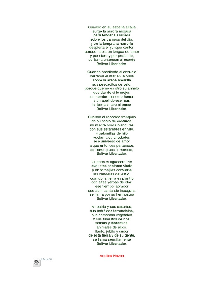 Poema a Bolívar de Aquiles Nazoa PDF Agitación