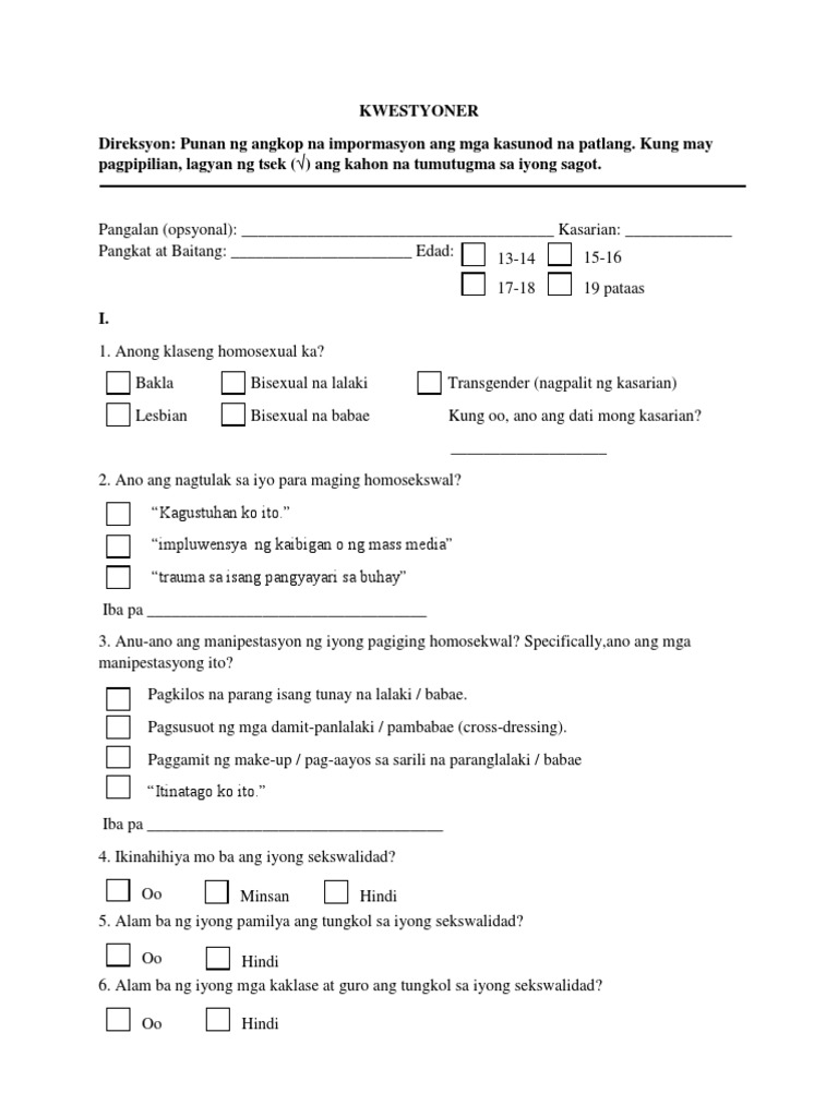 Questionnaire | PDF