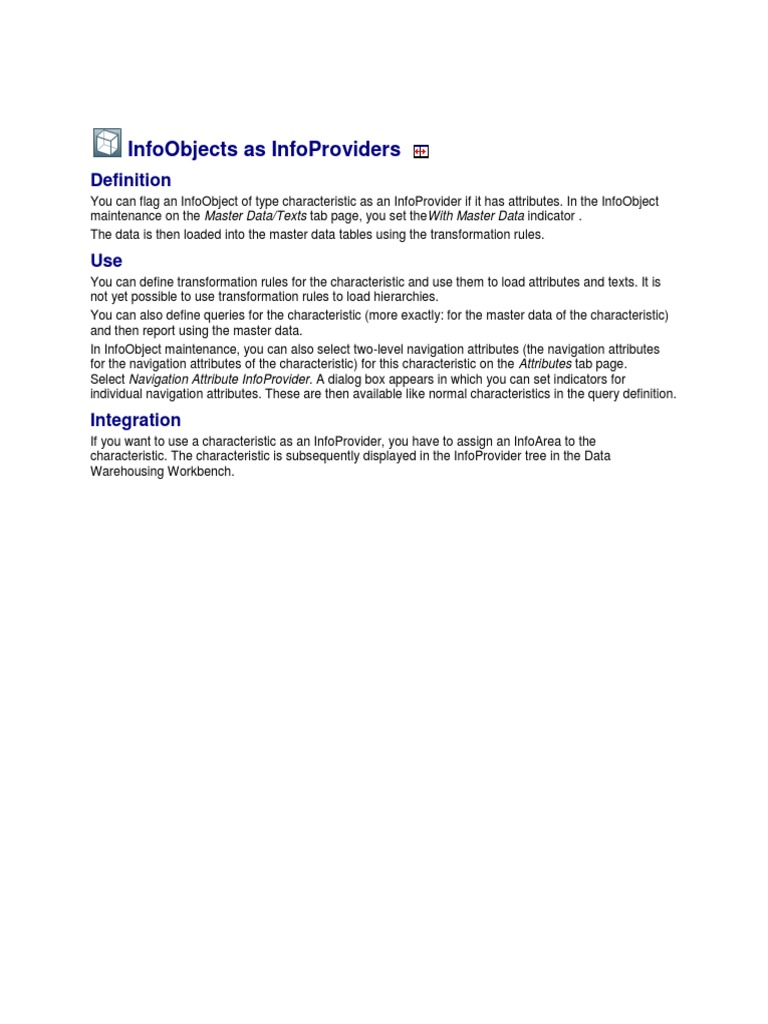 Infoobjects As Infoproviders | PDF