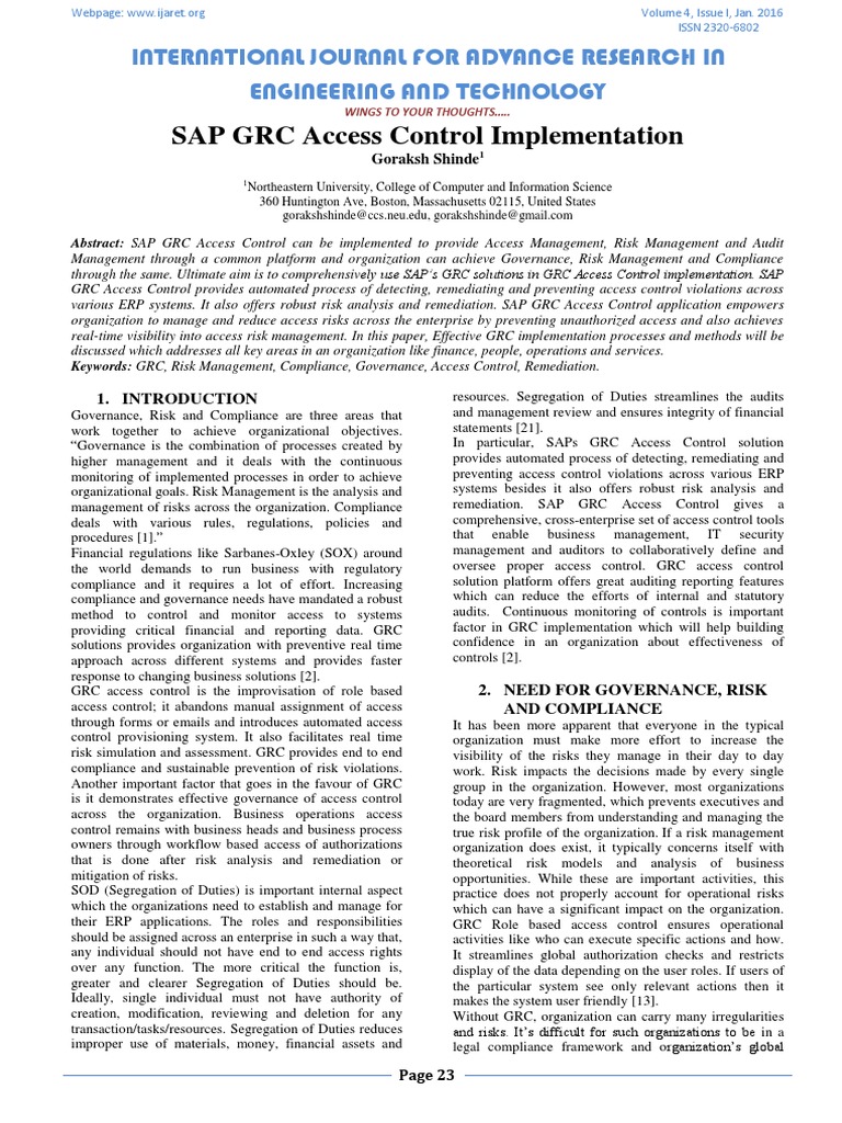 SAP GRC Access Control Implementation | PDF | Provisioning | Business ...