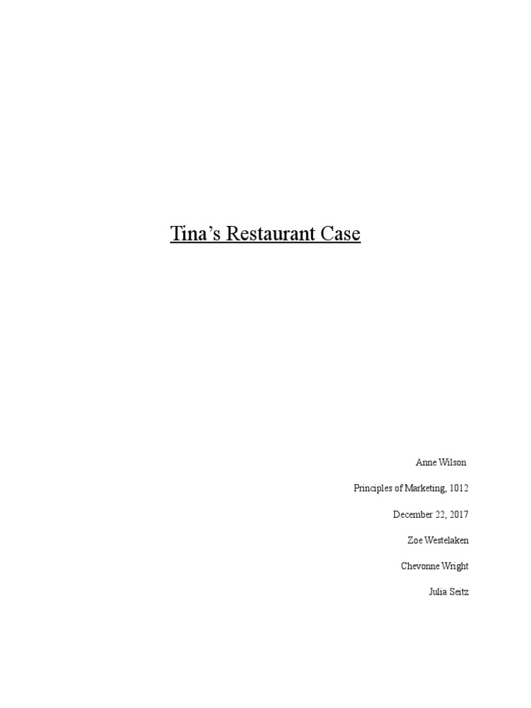 Tinas Resturant Analysis | PDF | Restaurants | Menu