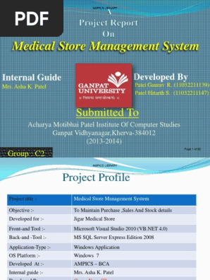 Medical Store Management System Patel Gaurav R.patel Hitarth S.