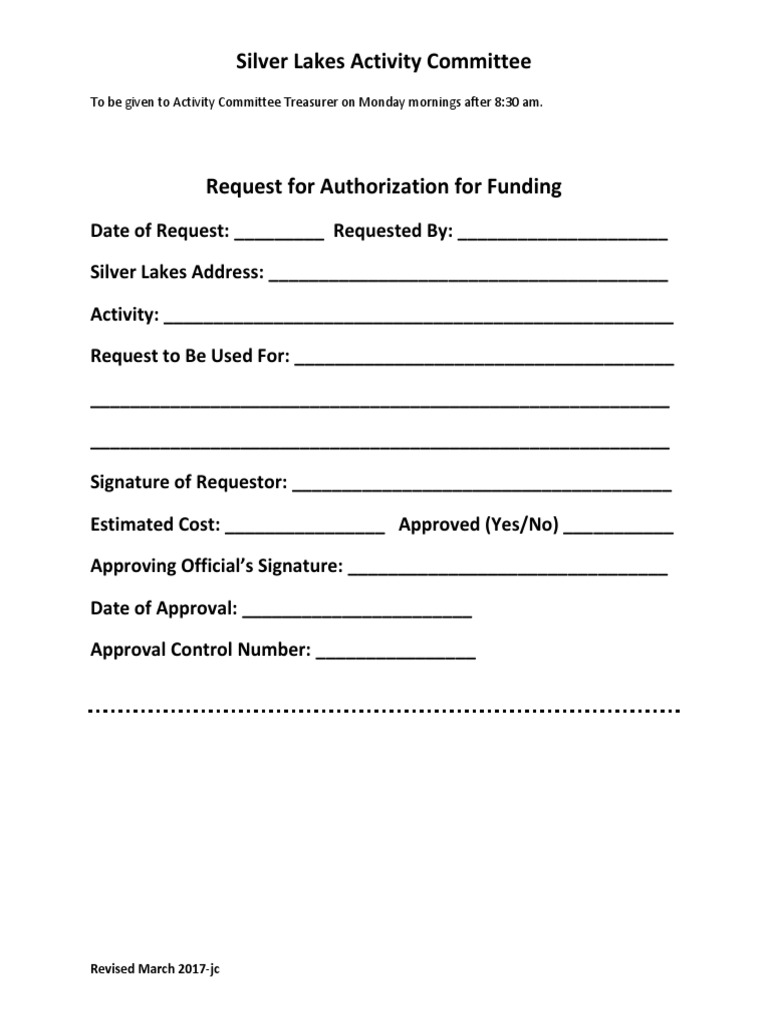 Authorization For Funding | PDF