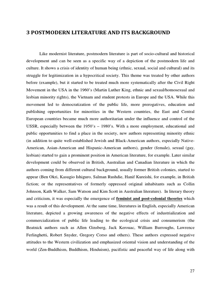 Postmodern Literature PDF | PDF | Postmodern Literature | Postmodernism
