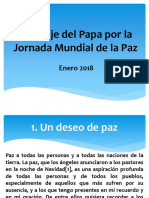 Mensaje del Papa por la Jornada Mundial de la Paz 2018