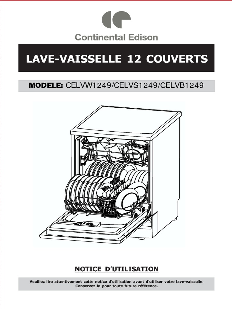 Notice LaveVaisselle CELVW1249 PDF Lavevaisselles Nettoyage — free download
