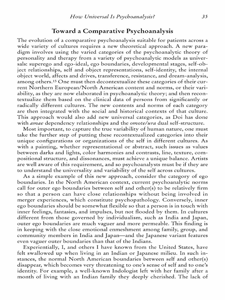 Comparative Psychoanalysis Across Cultures | PDF | Psychoanalysis ...
