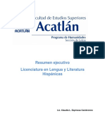 Resumen Ejecutivo - Licenciatura en Lengua y Literatura Hispánicas