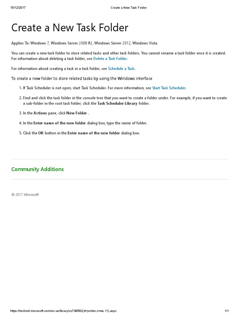 Create Task Folders in Windows Task Scheduler | PDF
