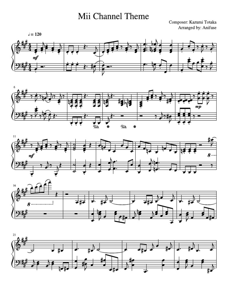 Mii Channel Sheet Music