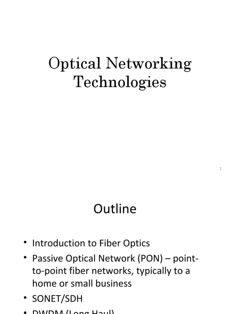 Optical Networking Technologies Overview | PDF | Wavelength Division ...