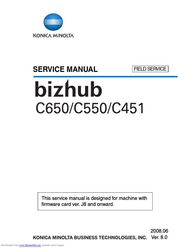 SERVICE MANUAL Bizhub C650/C550/C451 | Electrical Connector | Ac Power  Plugs And
