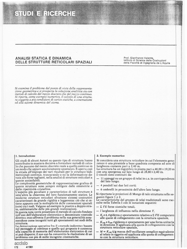 Reticolare Spaziale Calcolo | PDF
