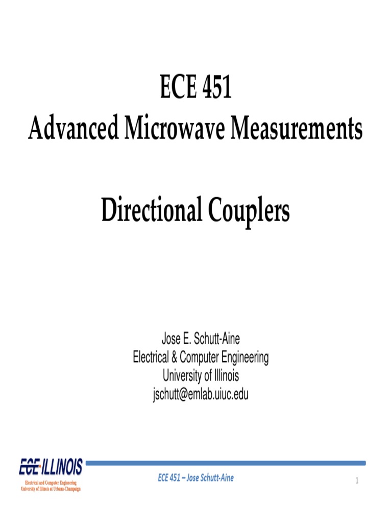 ECE 451 Advanced Microwave Measurements Directional Couplers PDF Electronics Electrical