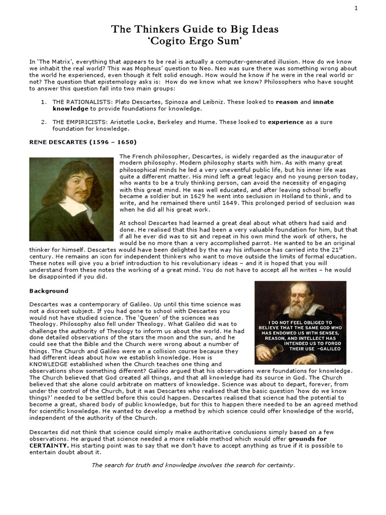 Descartes' Methodological Doubt Explained | PDF | René Descartes |  Rationalism, image size:768x1024