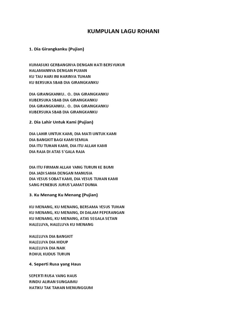 Kumpulan Lirik Lagu Rohani Pdf