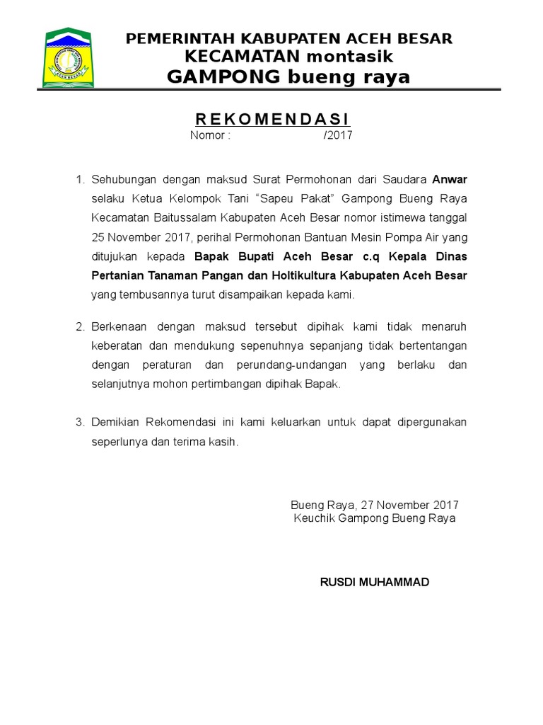 Rekomendasi Bantuan Mesin Pompa Air | PDF