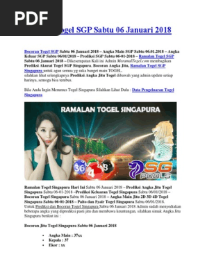 Bocoran Togel Sgp Sabtu 06 Januari 2018 Pdf
