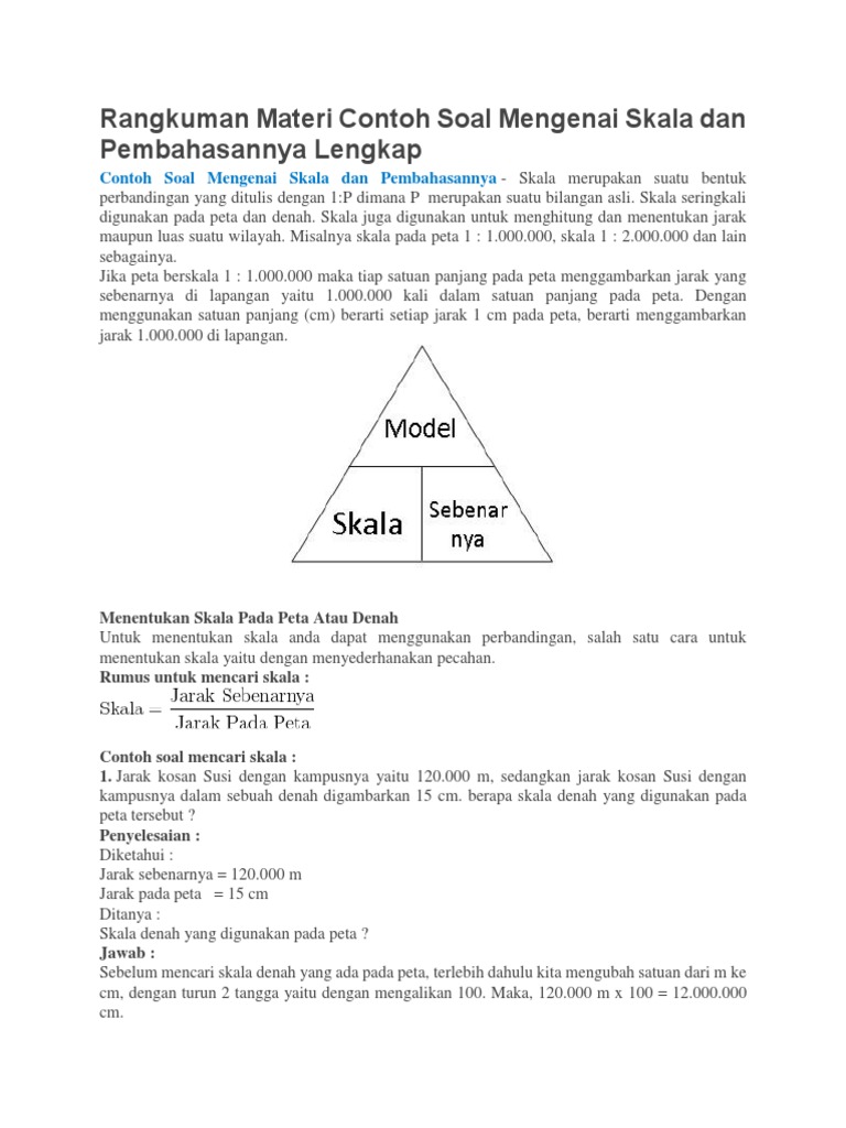 Rangkuman Materi Contoh Soal Mengenai Skala Dan Pembahasannya Lengkap