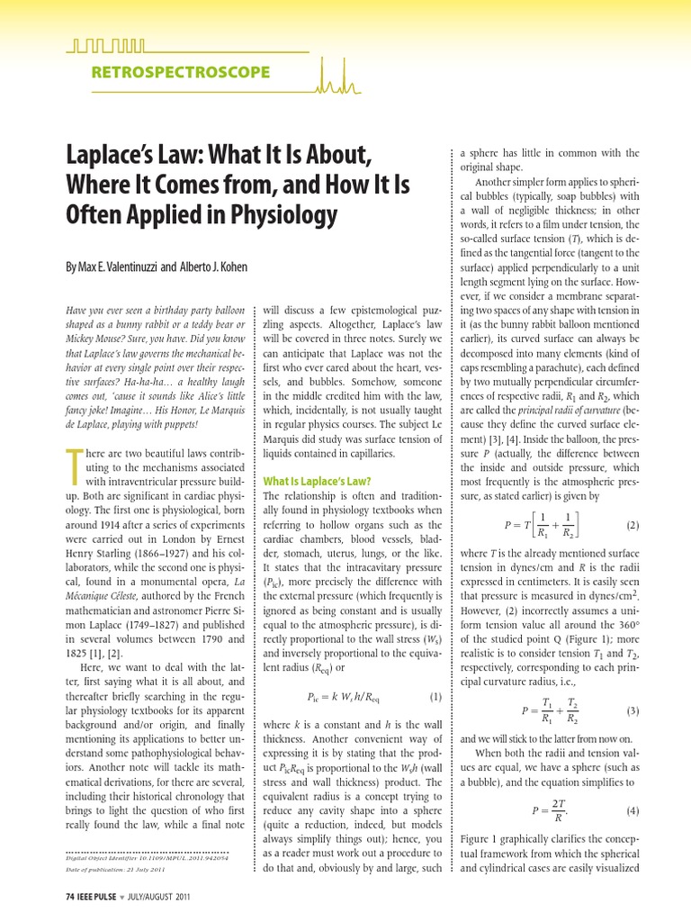 Laplace's Law What It Is About, Where It Comes From, and How It Is