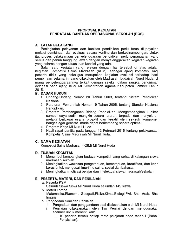 Contoh Proposal Kegiatan KSM | PDF