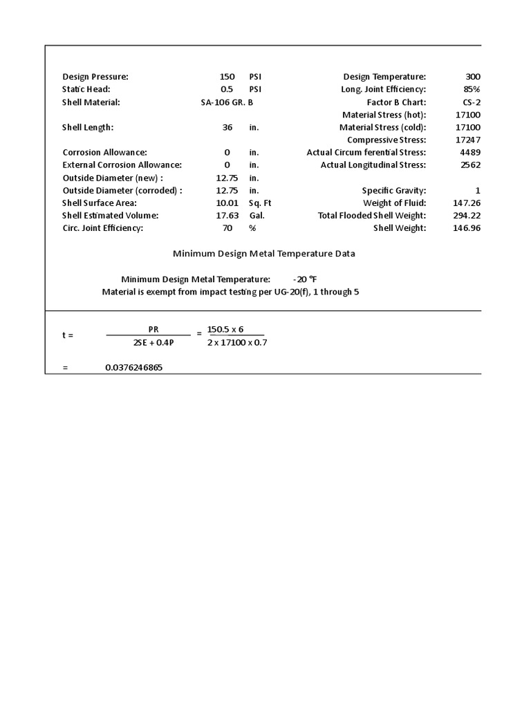 Cyridrical Shell Calculation | PDF