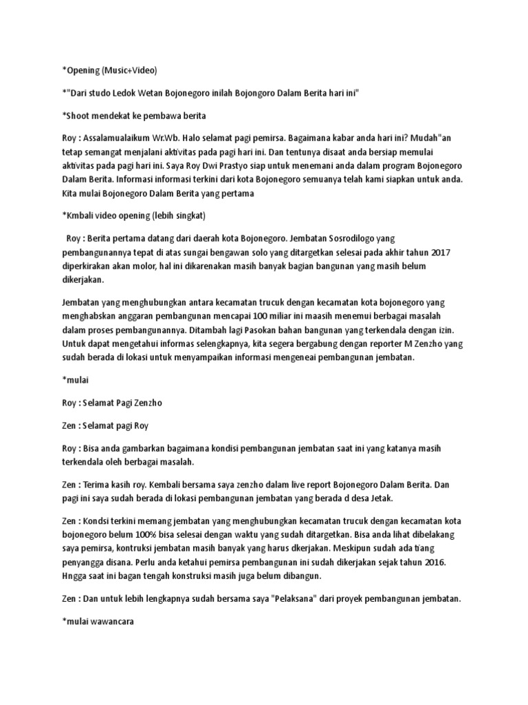 Teks Reporter Dan Pembawa Berita