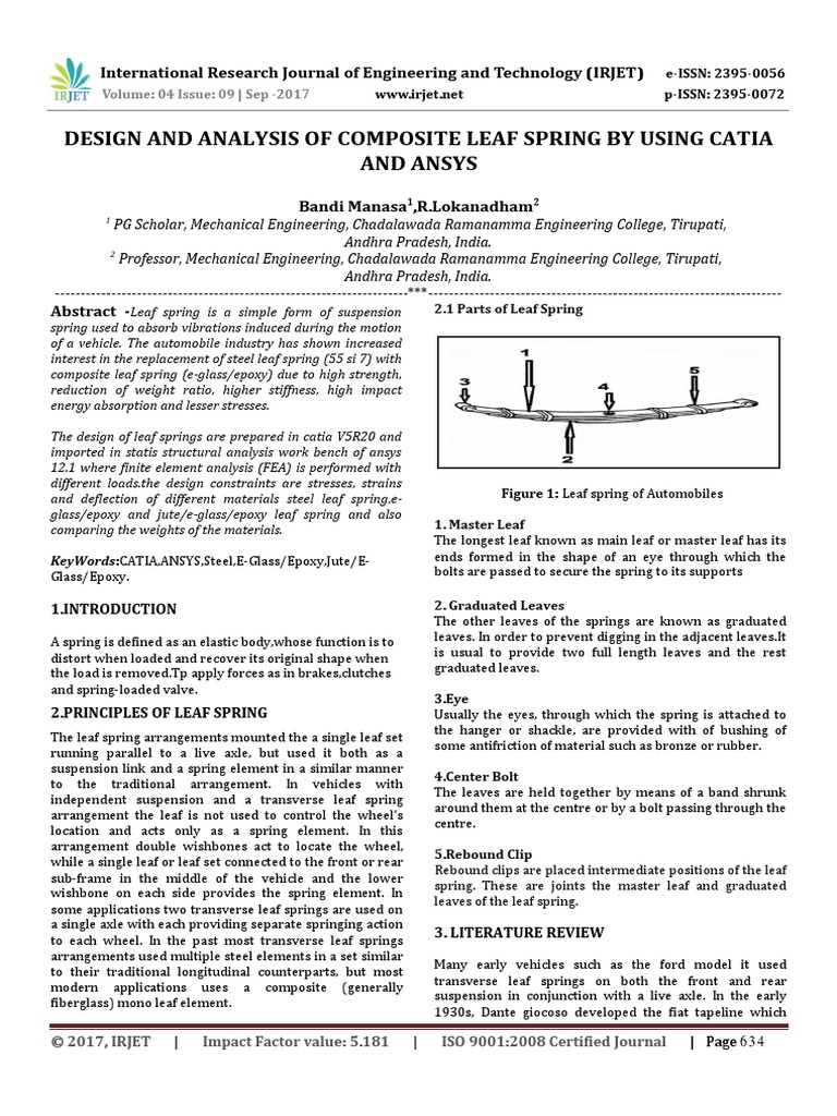 Design and Analysis of Composite Leaf Spring by Using Catia and Ansys ...