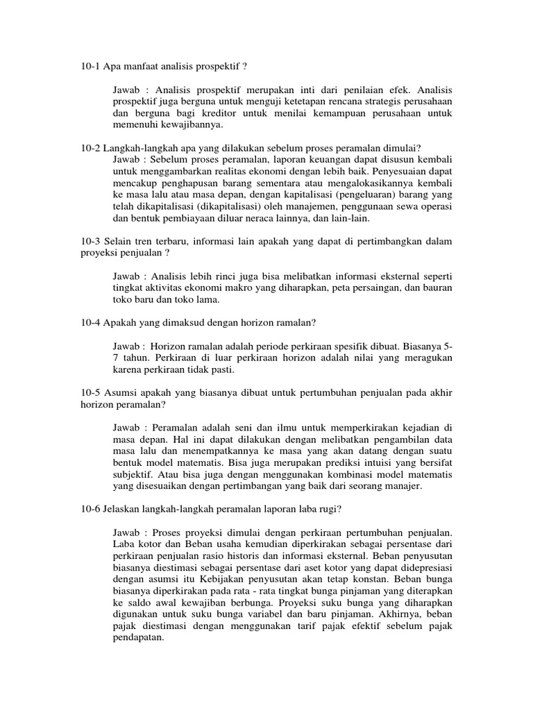 Bab 10 Analisis Prospektif Soal Pertanyaan