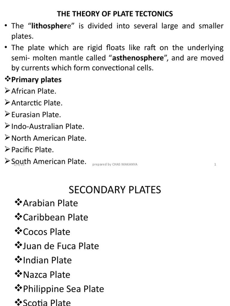 Primary and Secondary Tectonic Plates | PDF | Plate Tectonics | Crust ...