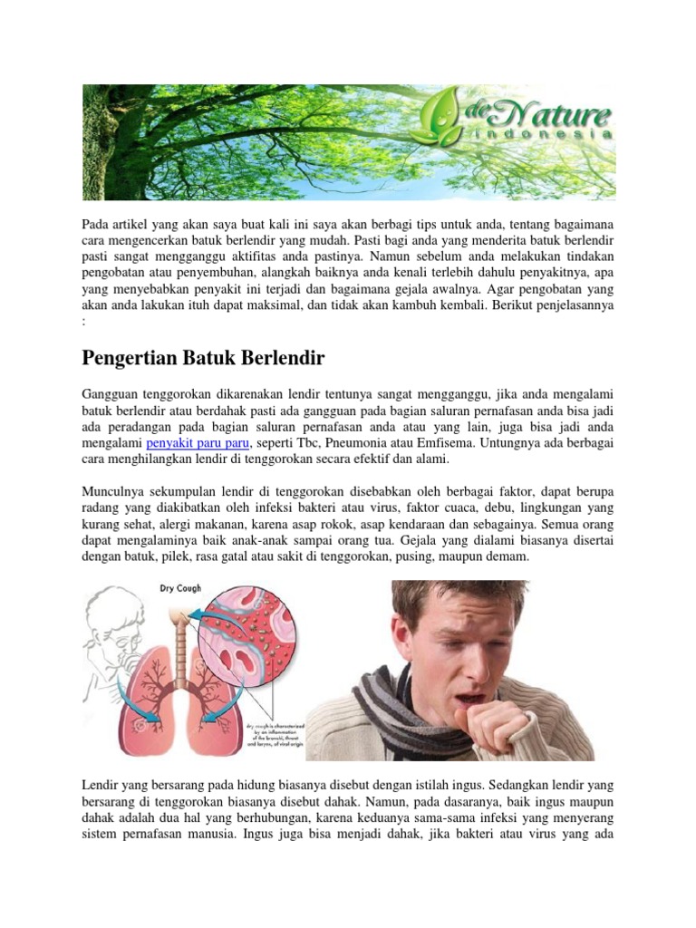 Tips Dan Cara Mengencerkan Batuk Berlendir