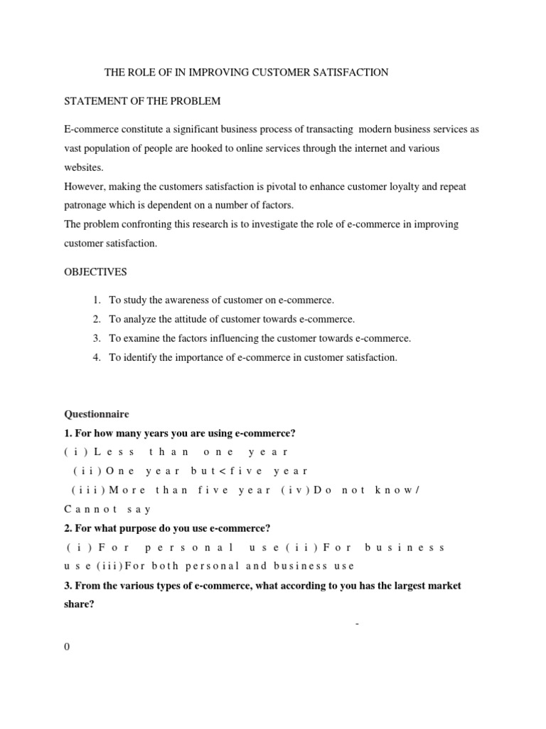 The Role of in Improving Customer Satisfaction | PDF | E Commerce ...