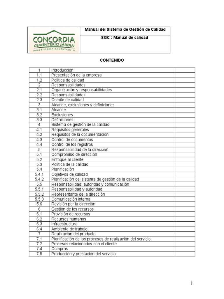Manual Del Sistema de Gestión de Calidad | PDF | Sistema de manejo de ...