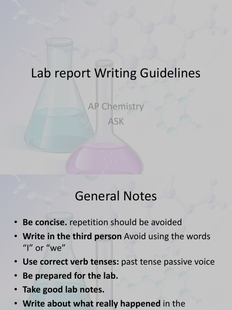 Lab Report Writing Guidelines AP Chemistry ASK PDF Experiment