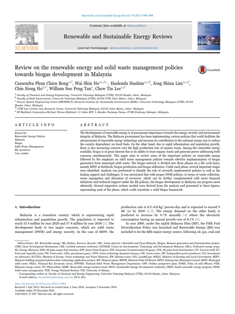 Renewable and Sustainable Energy Reviews | PDF | Biogas | Renewable Energy