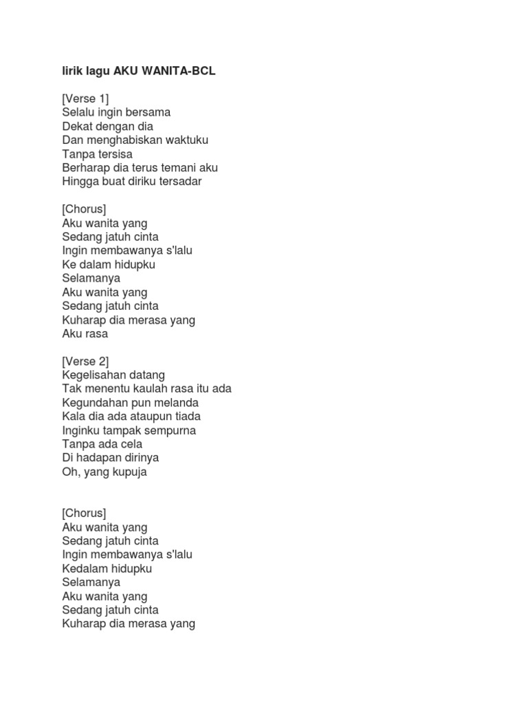 Lirik Lagu Aku Wanita