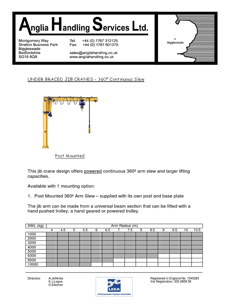 Jib Crane Datasheet Ub 360 Crane (Machine) Mechanical Engineering