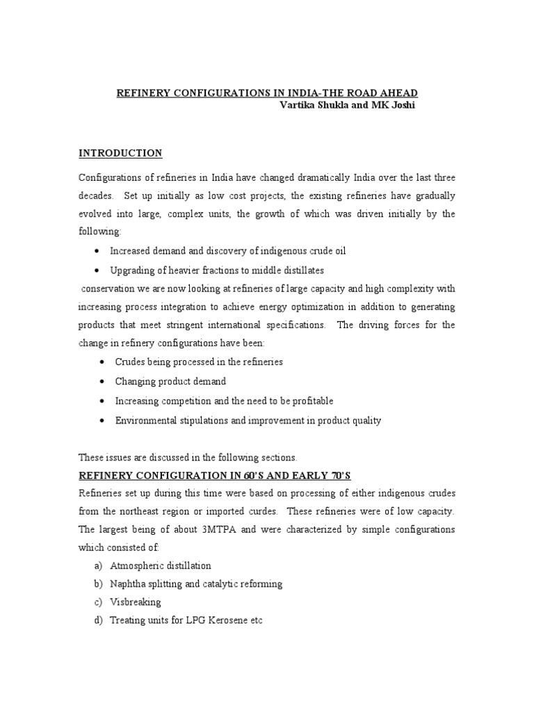Future Refinery Configurations in India | PDF | Oil Refinery | Fossil Fuels
